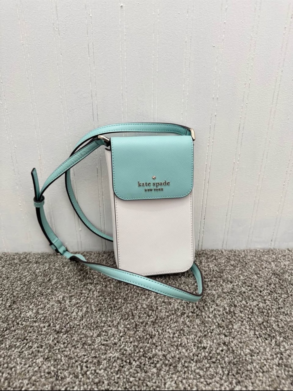 kate spade New York light blue & White Crossbody Phone Bag